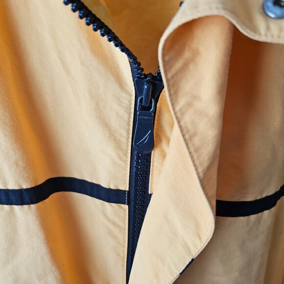 Vintage Nautica Gold/Blue Zip Up Wind Breaker Hidden Hood Mens Size XL - Picture 6 of 11